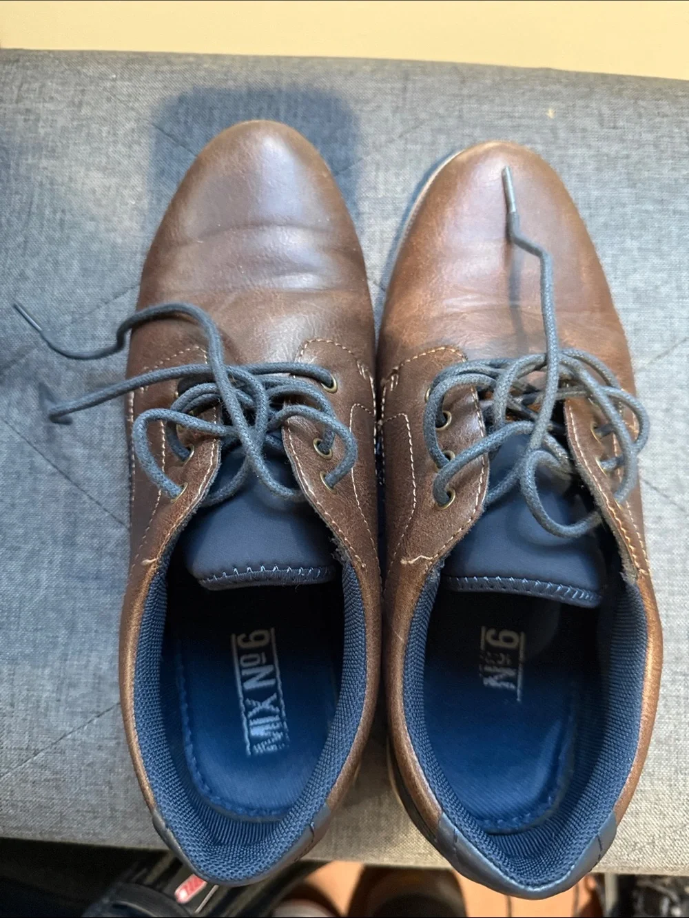 Mix No. 6 Brown Leather Lace-Up Oxfords with Navy Accents
